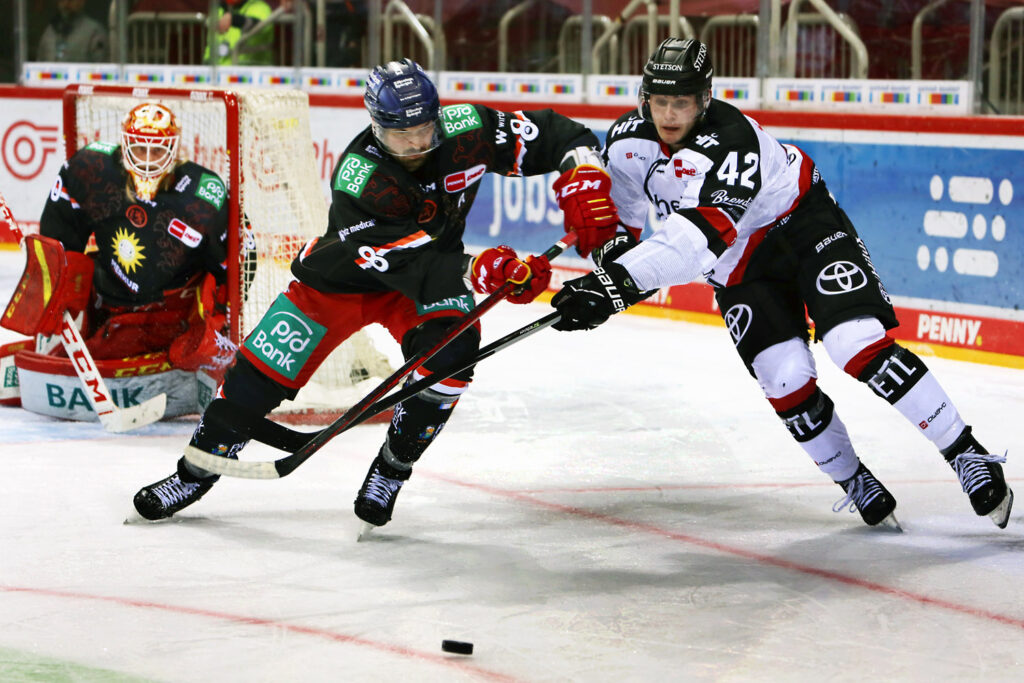 Rheinisches Derby im Eishockey: Die DEG empfing in Düsseldorf die Haie aus Köln.