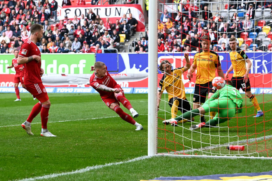 Fortuna Düsseldorf spielt am Freitag (22.4.) unentschieden gegen Dynamo Dresden.